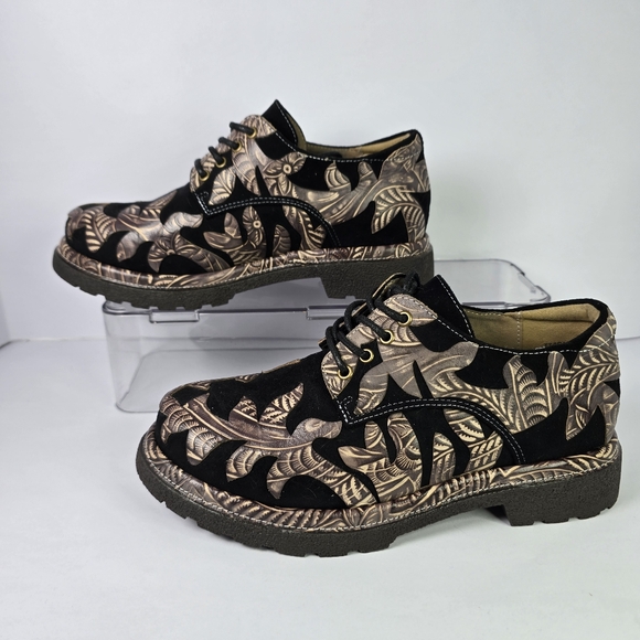 L’Artiste by Spring Step Womens Jigsaw Leather Textile Oxford Shoes Multicolor - Picture 3 of 12